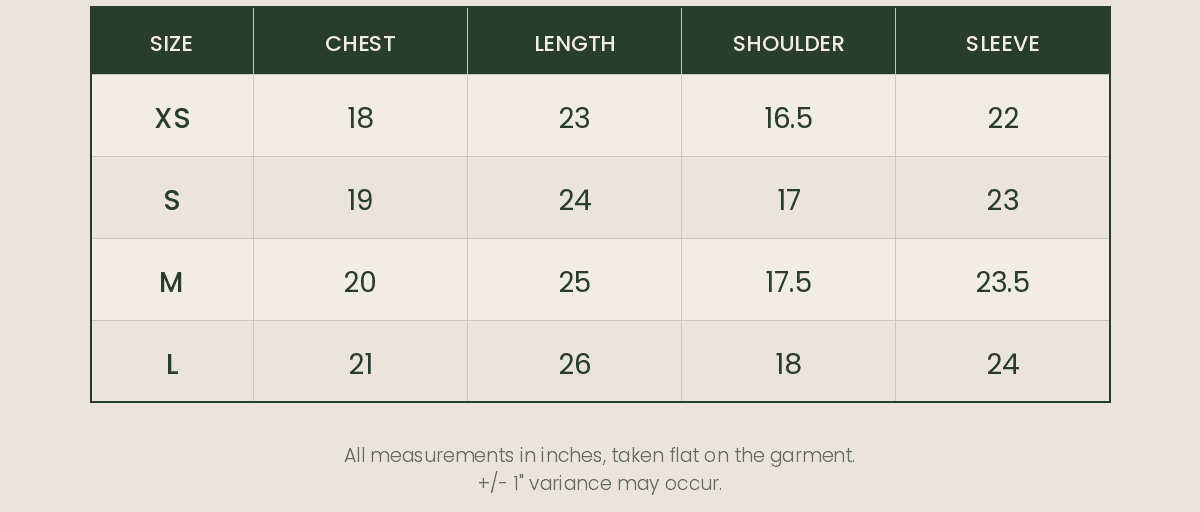 henleys size chart