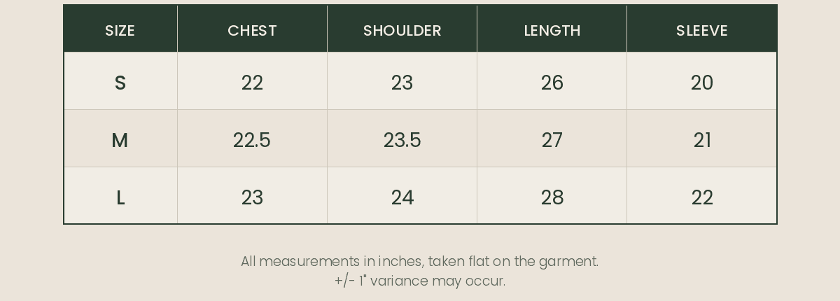 hoodies size chart