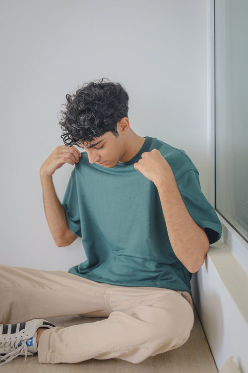 Boxy tee (Unisex) - Bottle Green