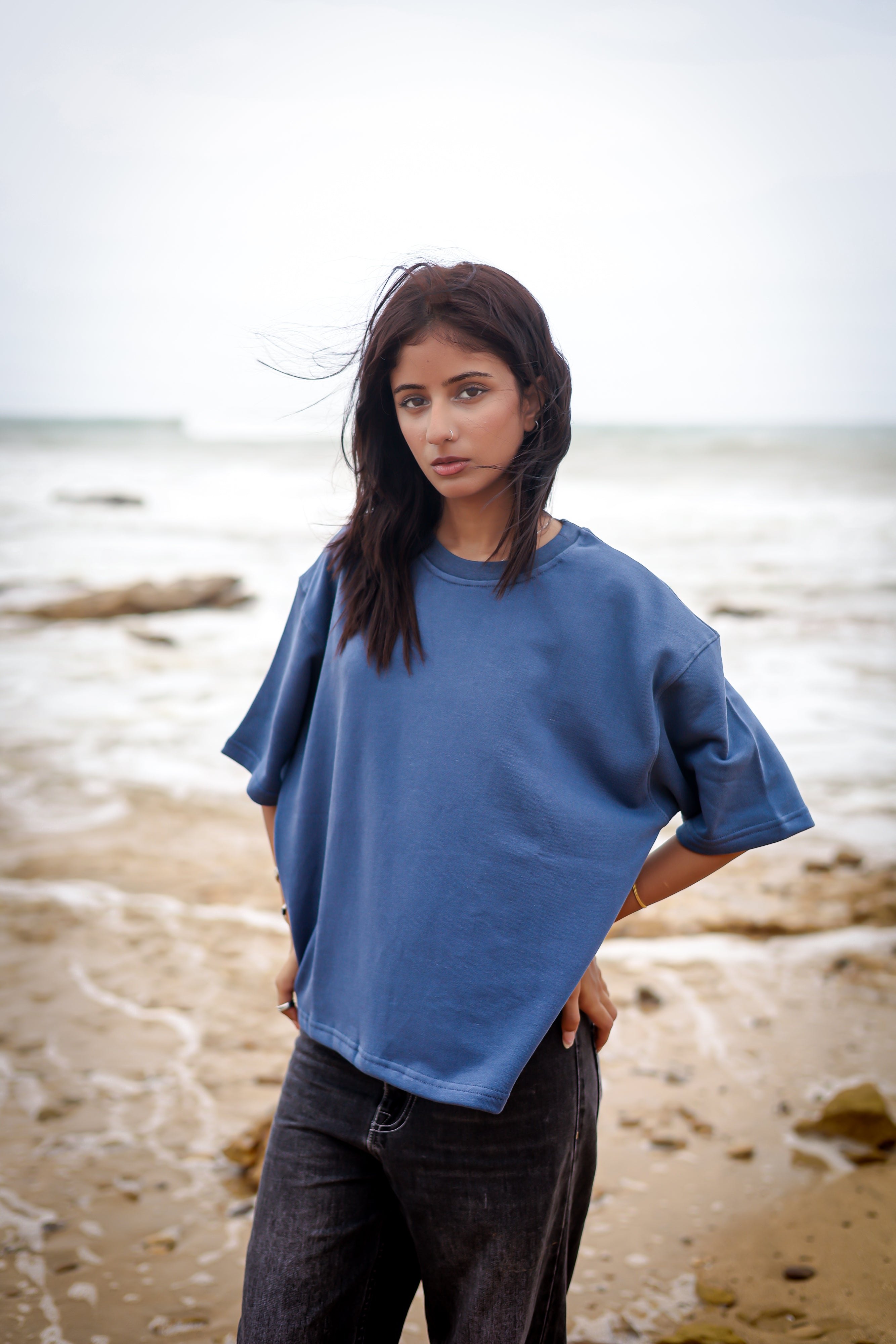 Boxy tee (Unisex) - Slate Blue